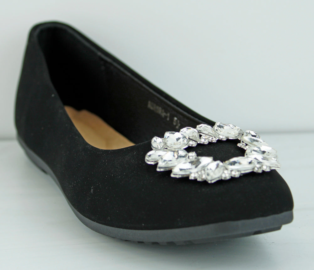 Aurora 1 Women&#39;s Square Rhinestone Round Toe Flats