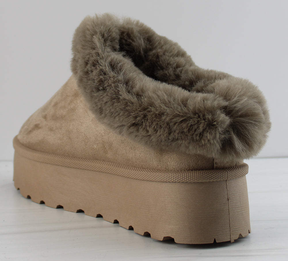 Brigham 33 Women&#39;s Slip On Faux Fur Lined Platform Slippers