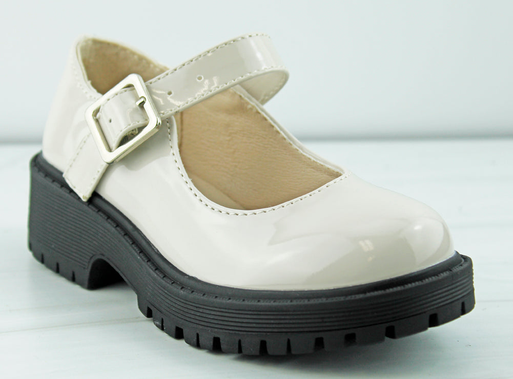 Chief 58K Little Girls Platform Buckle Accented Lug Sole Shoes