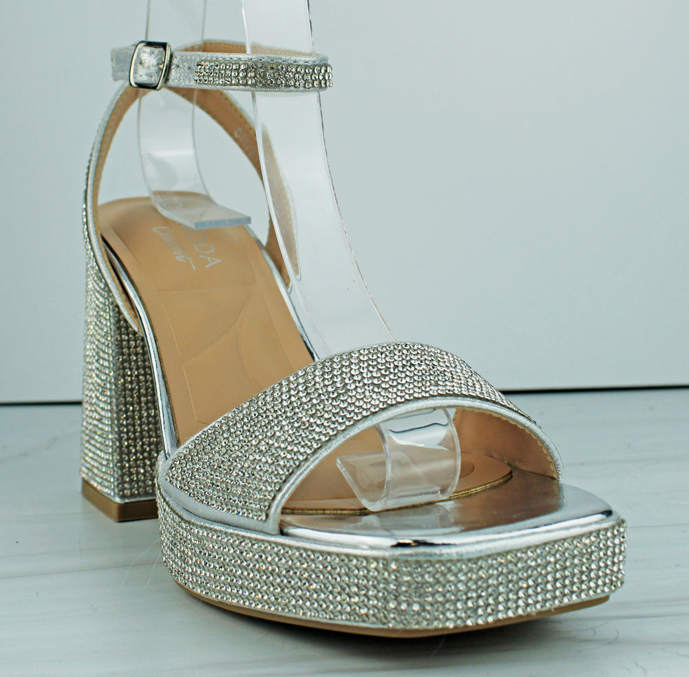 Chunky rhinestone outlet heels