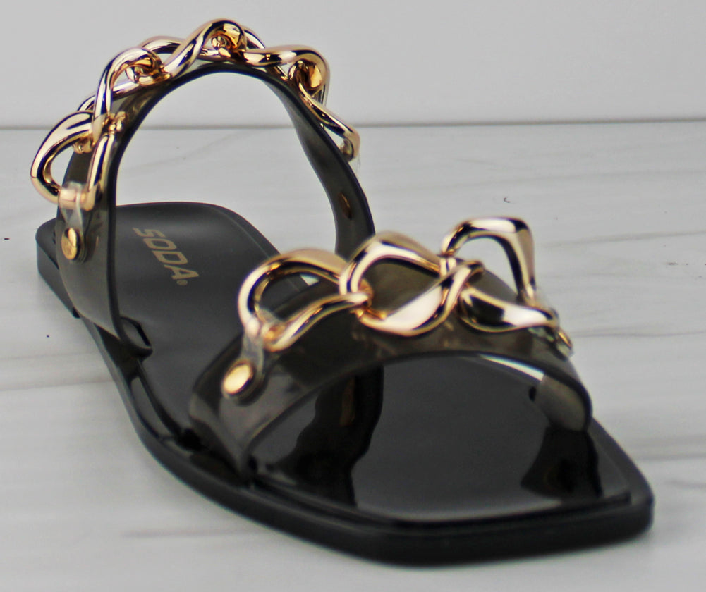 Current Women&#39;s Double Band Chain Accent Jelly Sandals