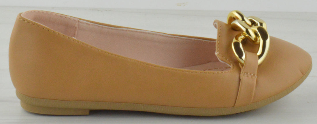 Ladies tan outlet flat shoes