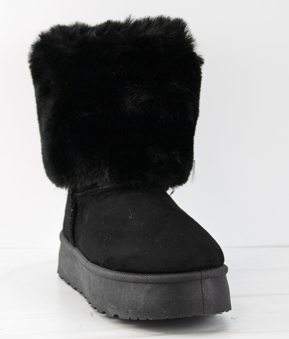 Denmark 35k Little Girls Faux Fur Platform Ankle Boots