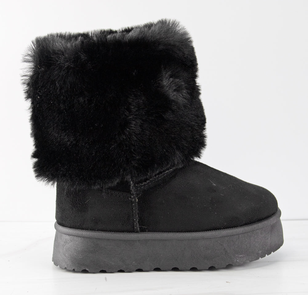 Denmark 35k Little Girls Faux Fur Platform Ankle Boots