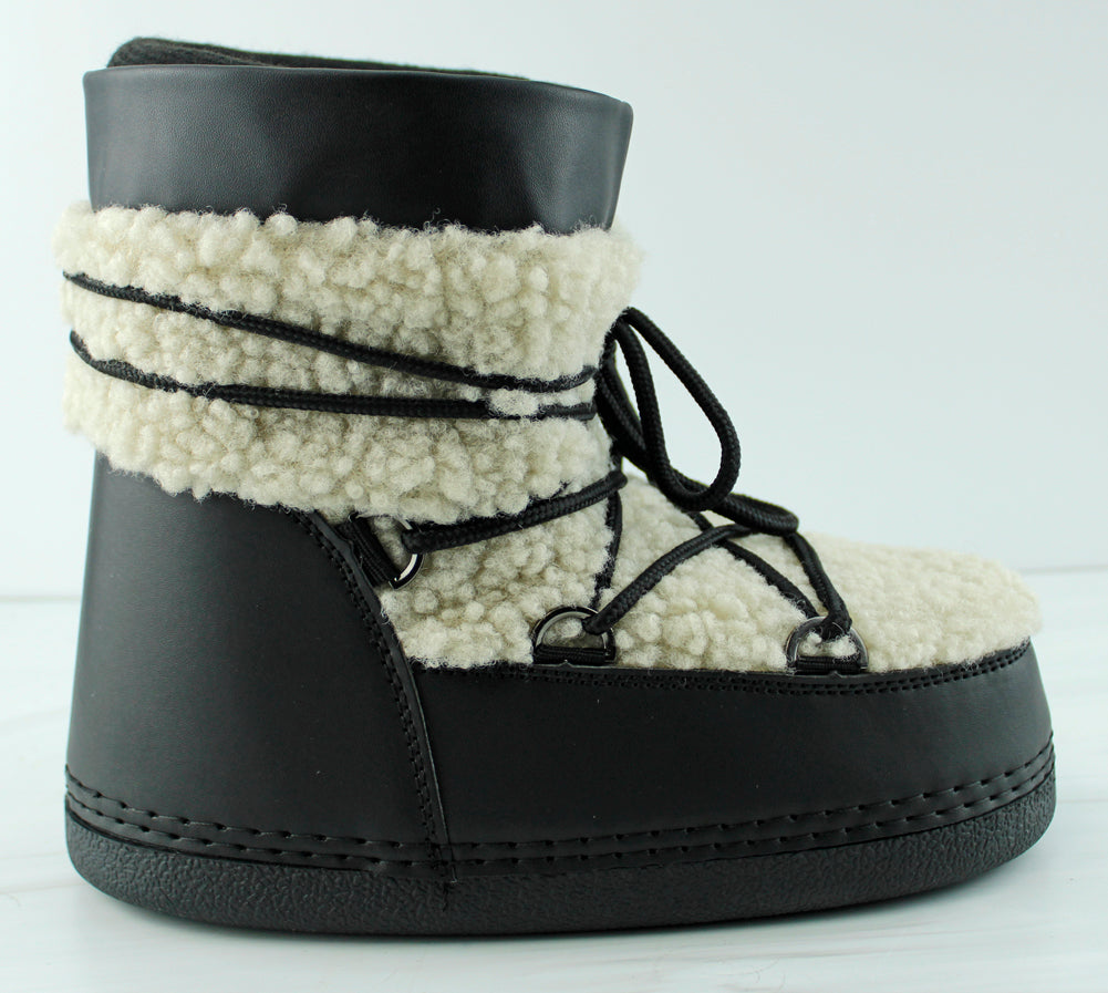 Emmett 36 Womens Shearling  Nylon Laced Platform Winter Boots