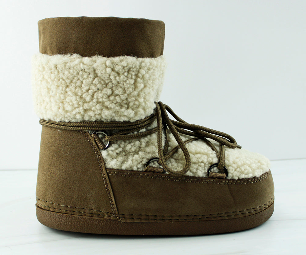 Emmett 36 Womens Shearling  Nylon Laced Platform Winter Boots