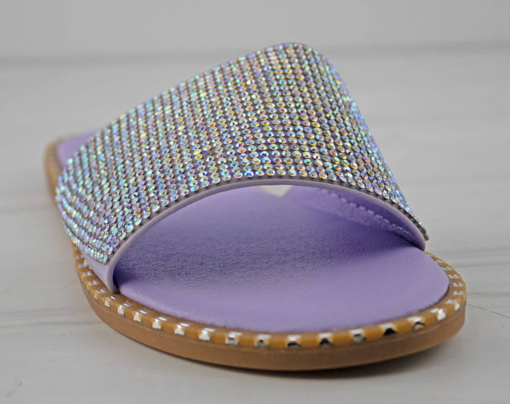 Gateth 56K Little Girls Rhinestone Embellished Flat Slip On Sandals