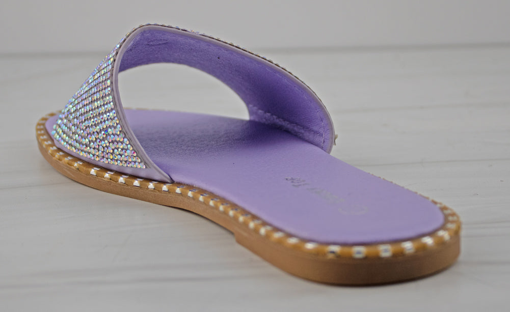 Gateth 56K Little Girls Rhinestone Embellished Flat Slip On Sandals