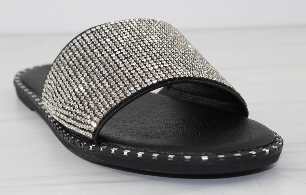 Gateth 56K Little Girls Rhinestone Embellished Flat Slip On Sandals