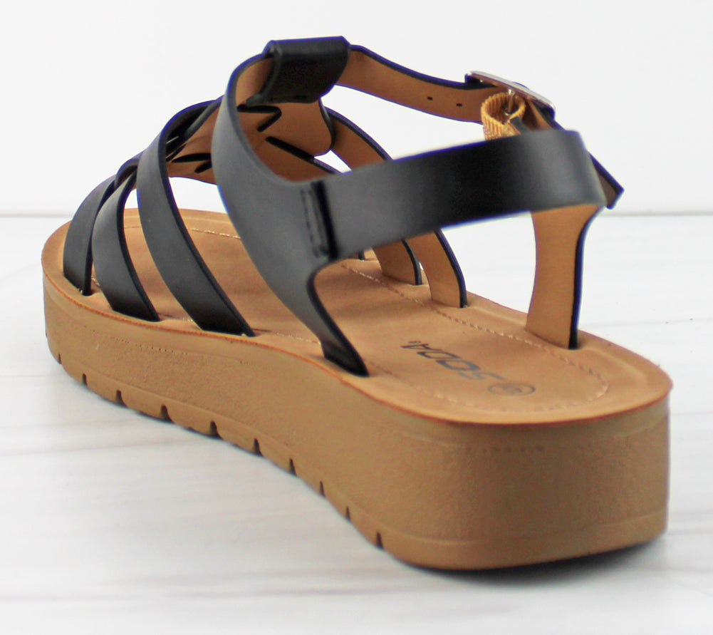 Easily Women&#39;s Platform Strappy Buckled Sandals