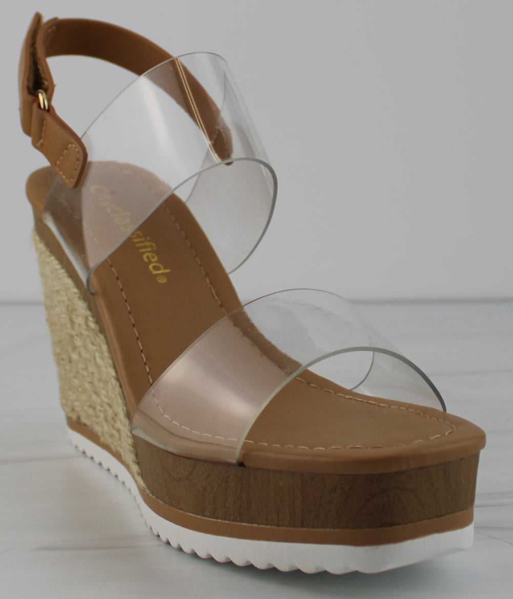 Intend Women&#39;s Double Band Cork Wedges