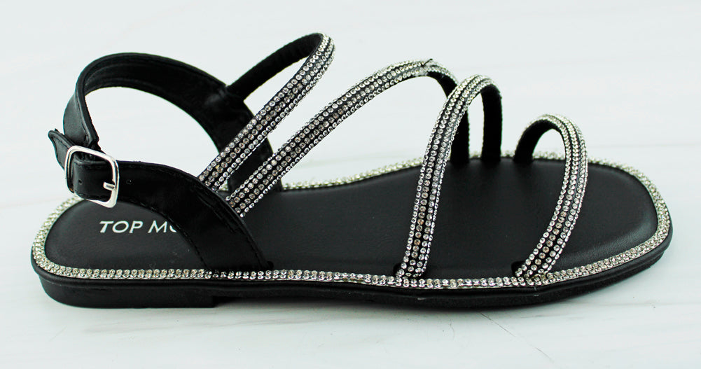 Medusa 32 Women&#39;s Rhinestone Embellished Strappy Flat Sandals