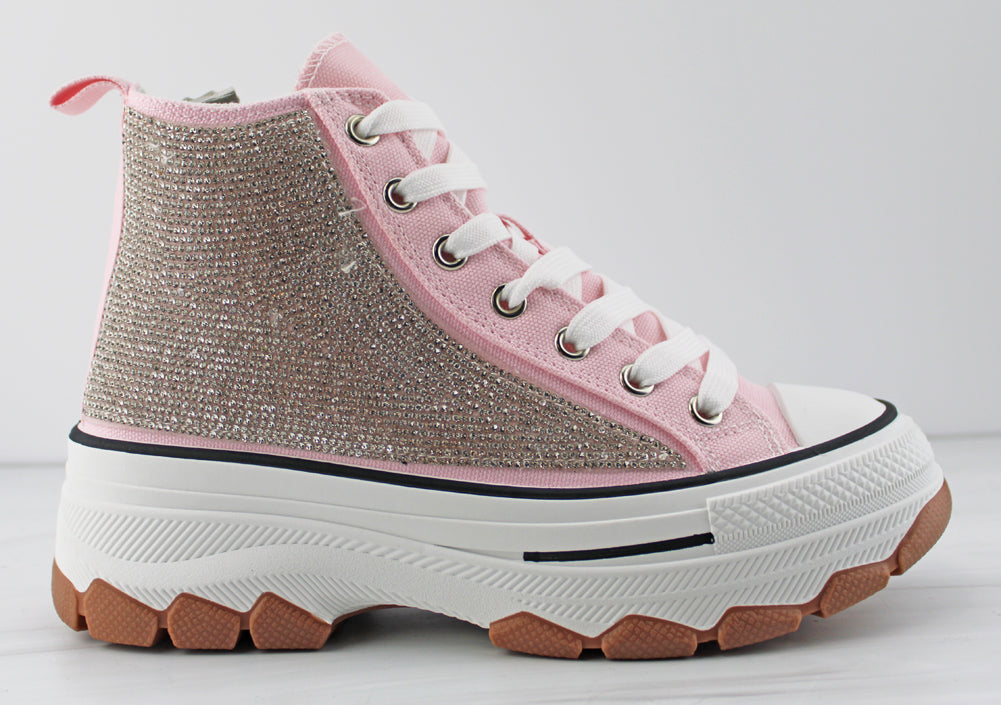 Murphy 37 Women&#39;s High Top Rhinestone Canvas Sneakers