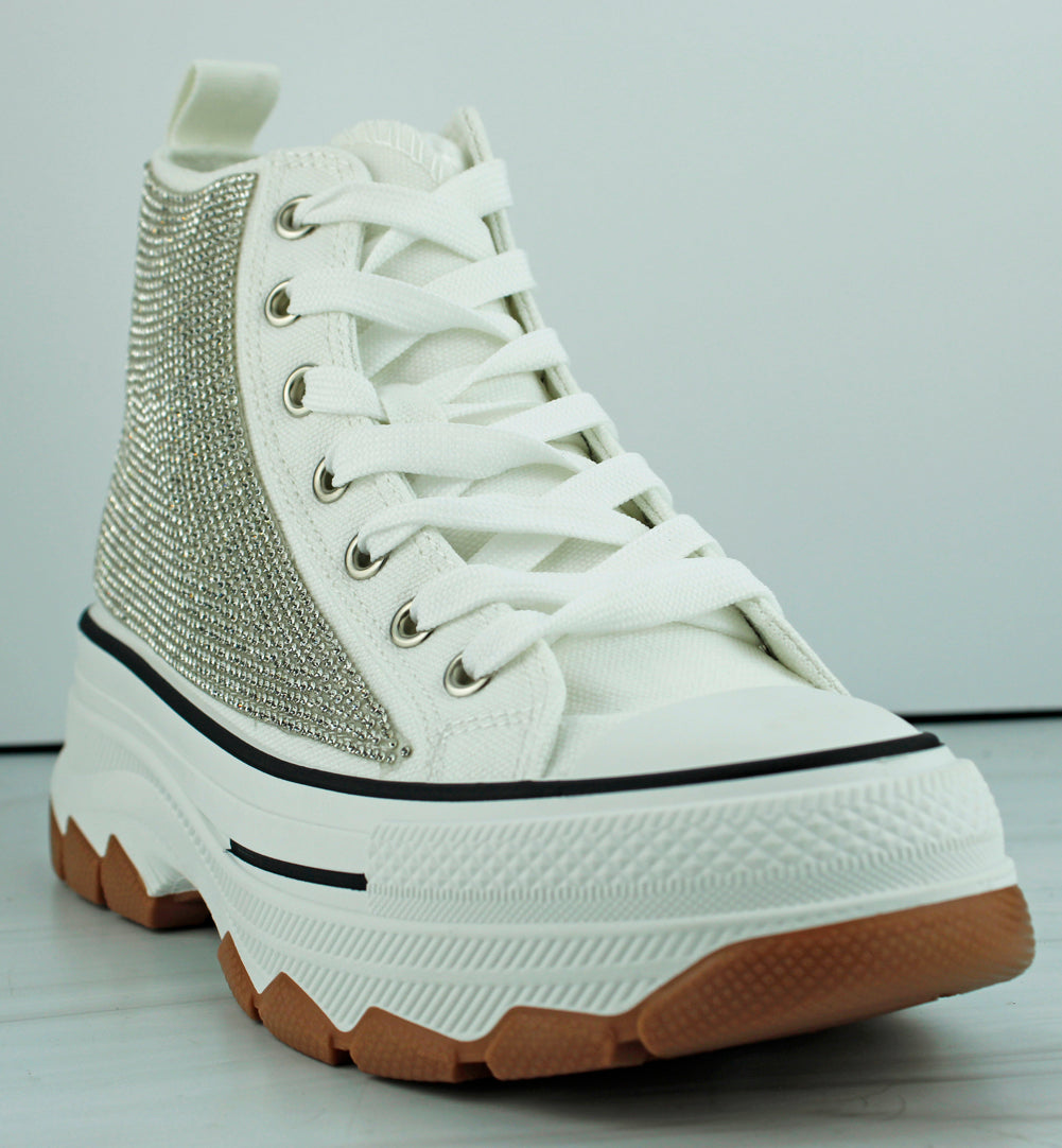 Murphy 37 Women&#39;s High Top Rhinestone Canvas Sneakers