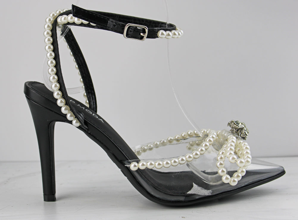 Parson 25 Womens Clear Closed Toe Pearl &amp; Rhinestone Dress Heels