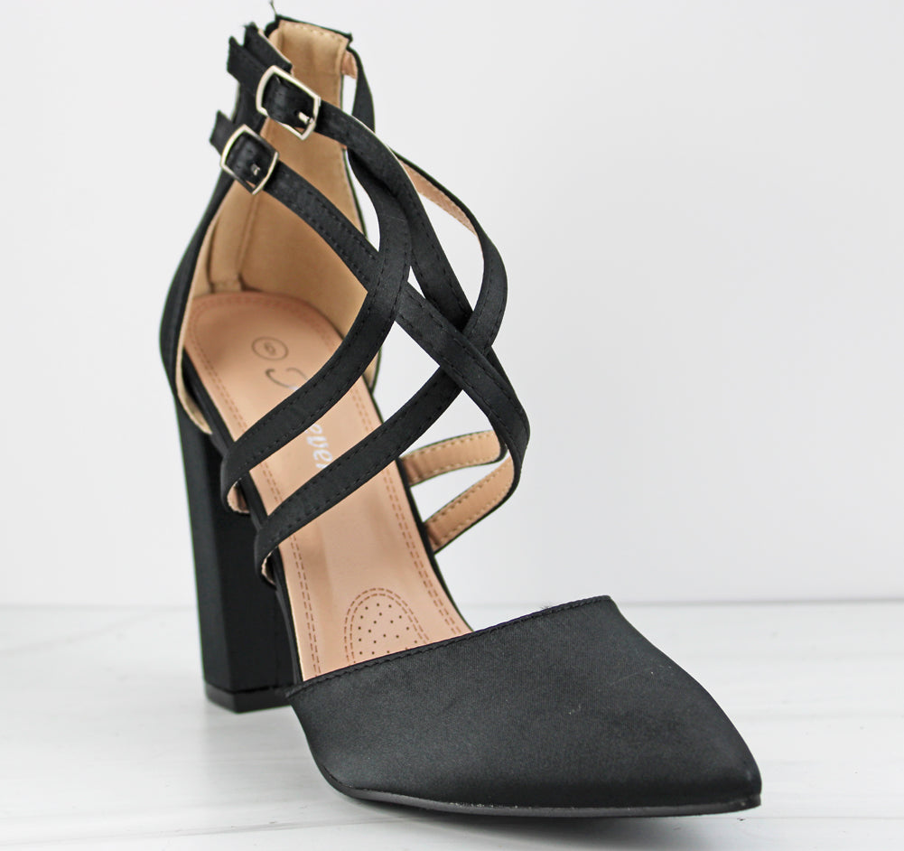 Closed toe strappy heels black hotsell