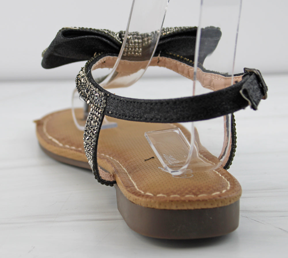 Prefer 76 Women&#39;s Bow Embellished Buckle T Strap Flat Sandals