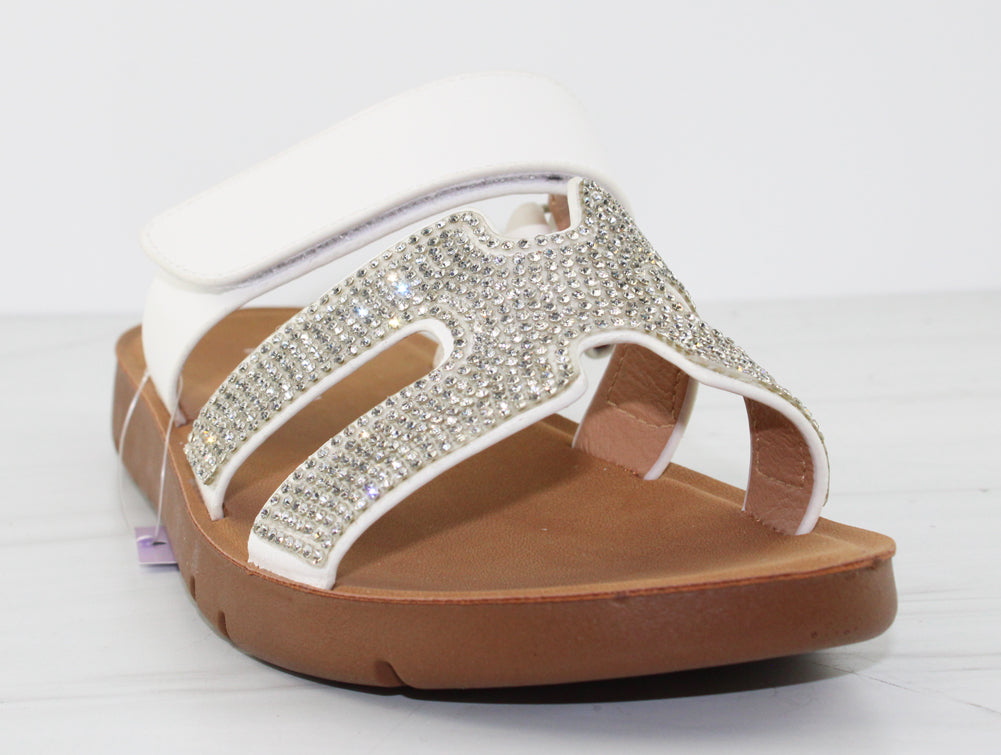 Sydney 36 Womens Velcro Rhinestone Comfort Sandals