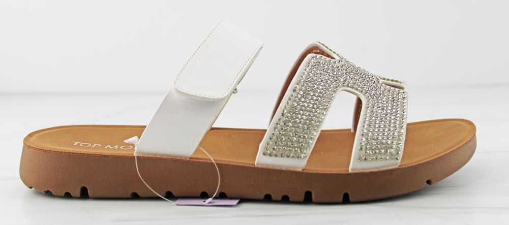 Sydney 36 Womens Velcro Rhinestone Comfort Sandals