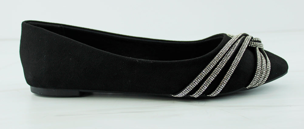 Verify 27 Womens Woven Rhinestone Pointed Toe Flats