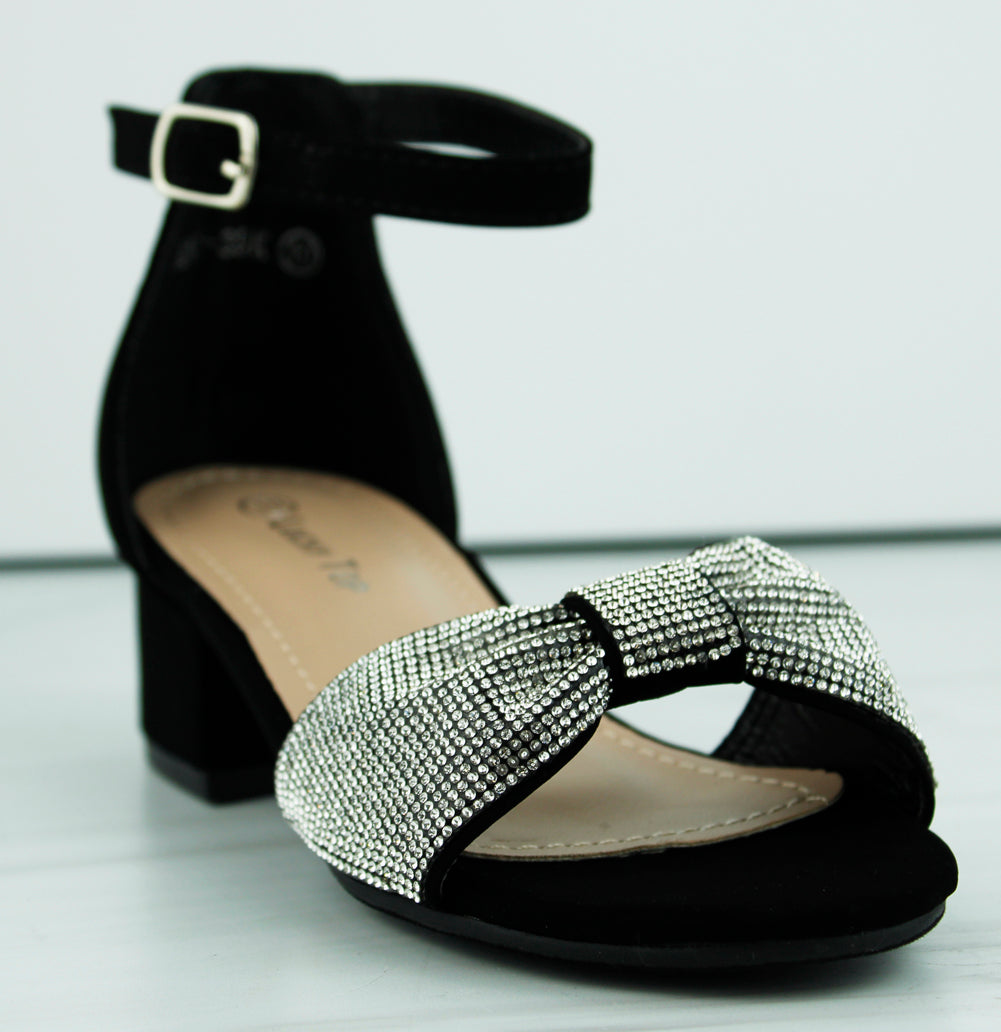 Women's Silver Yekm Low Heel Stone Evening Dress Sandals Shoes 201 |  STREETMODE ™
