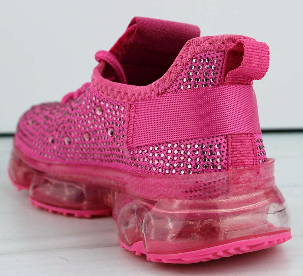 Flow 22k Little Girls Rhinestone Embellished Lace Up Sneakers
