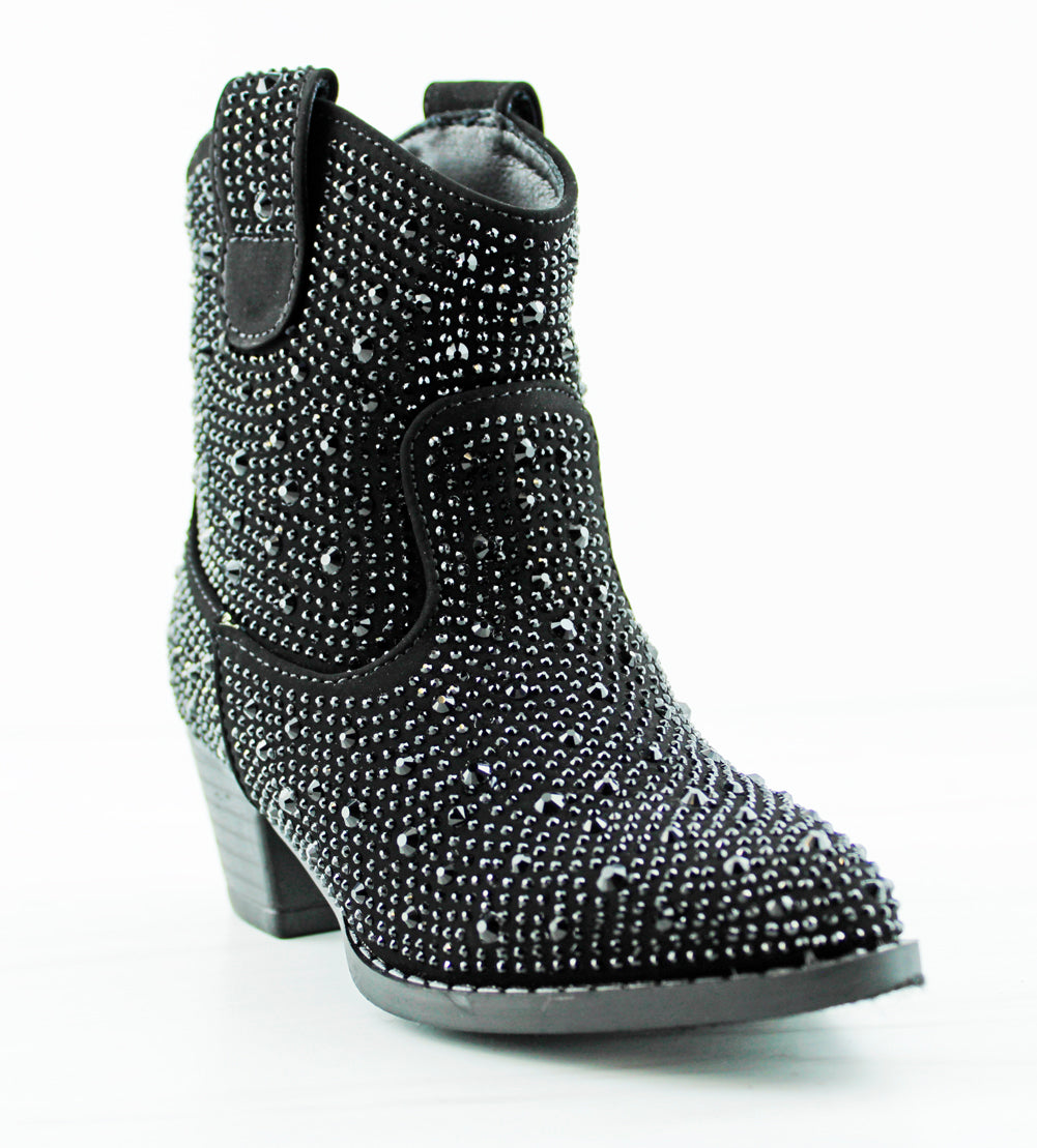 River 01K Little Girl&#39;s Rhinestone Pointed Toe Cowboy Boots