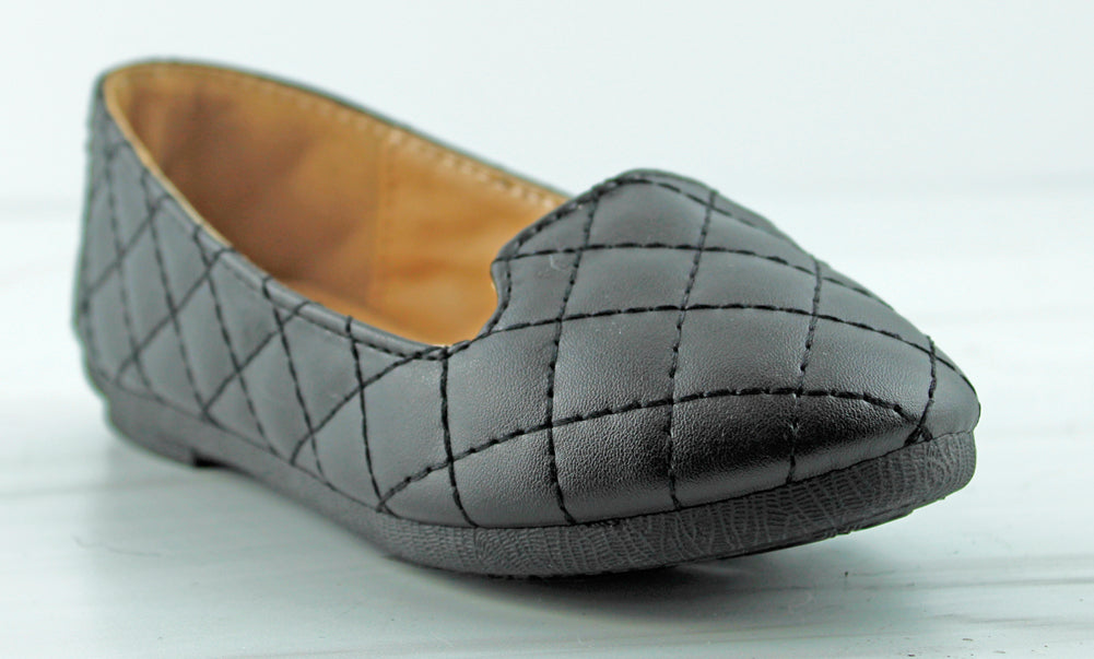 Upgrade 31K Little Girl&#39;s Quilted Slip On Ballet Flats