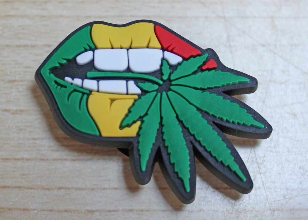 Mouth with Weed Leaf Rubber Shoe Charms