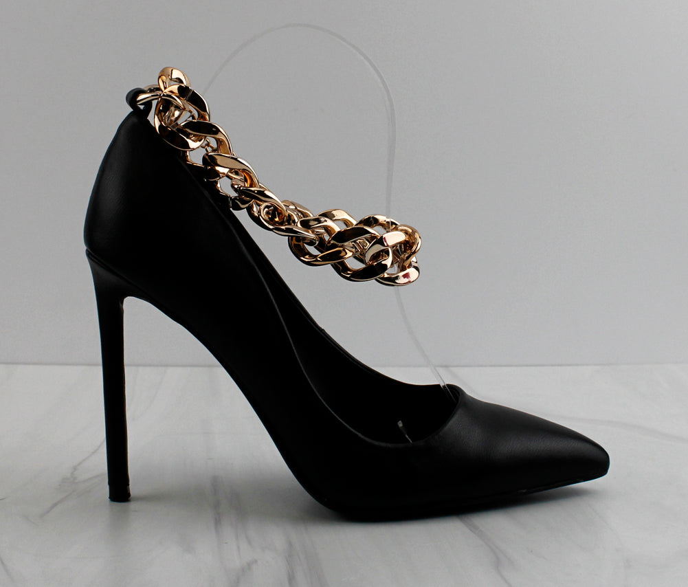 Condition 20 Women&#39;s Ankle Chain Pointed Toe Pumps