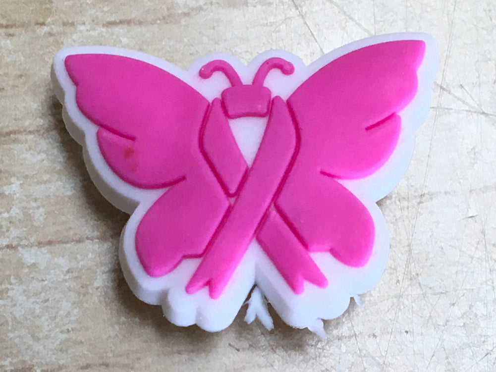 Breast Cancer Awareness Butterfly Rubber Shoe Charms