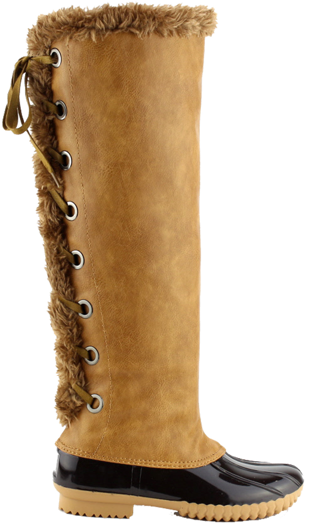 Duck-15H Womens Tie Up Fur inside Rain Boot