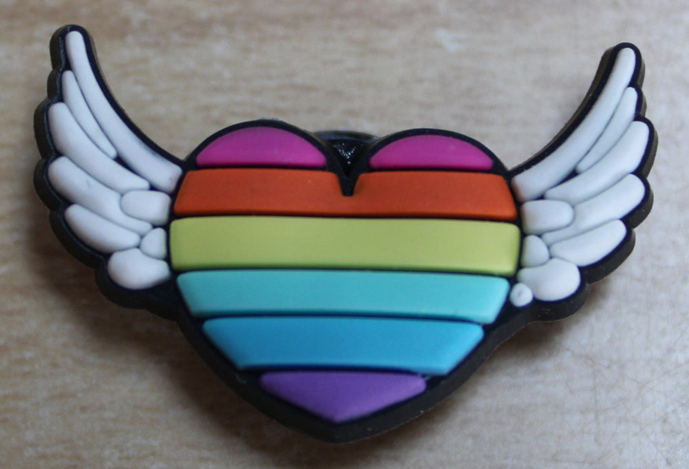 Winged Rainbow Heart Rubber Shoe Charms