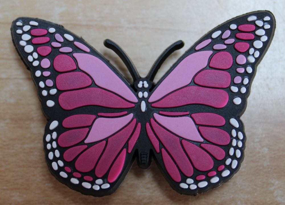 Pink Monarch Butterfly Rubber Shoe Charm