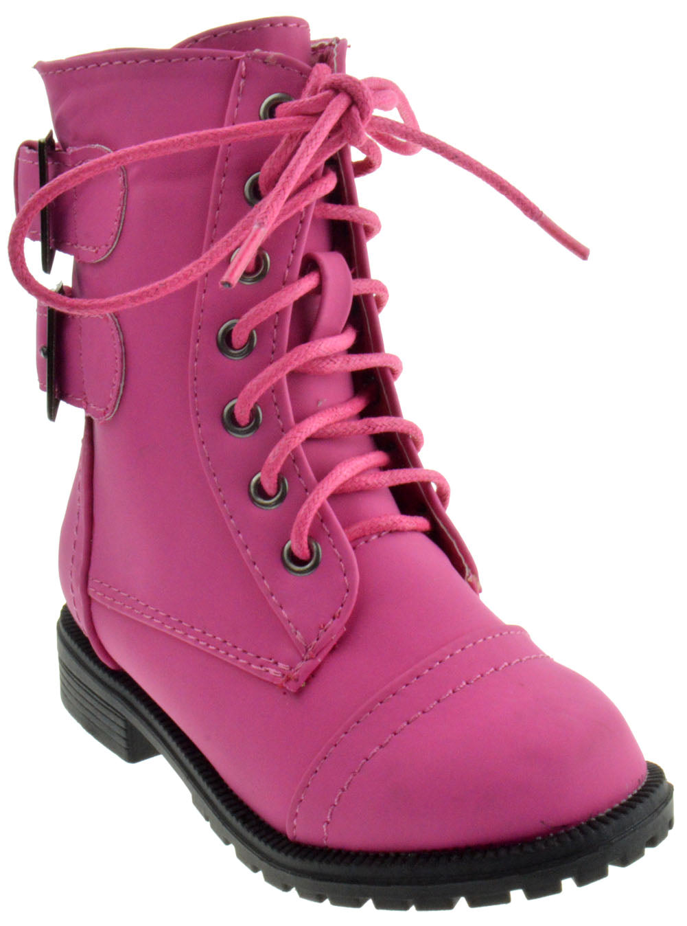 Cozy 91-1 Little Girls lace up Buckle  Combat Boot