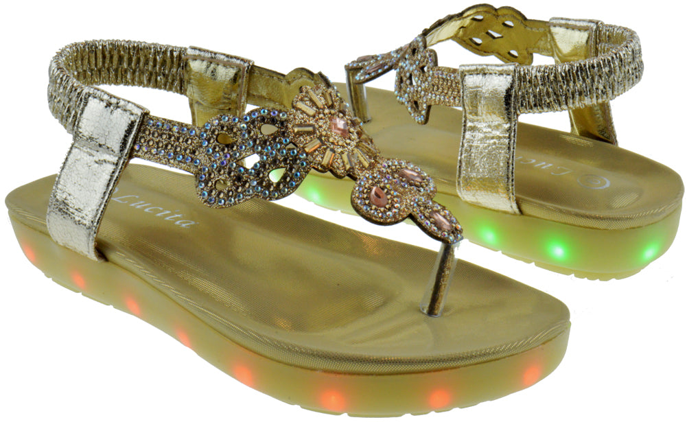 Brights3-34ks Girls Rhinestone Embellished Thong Sandal