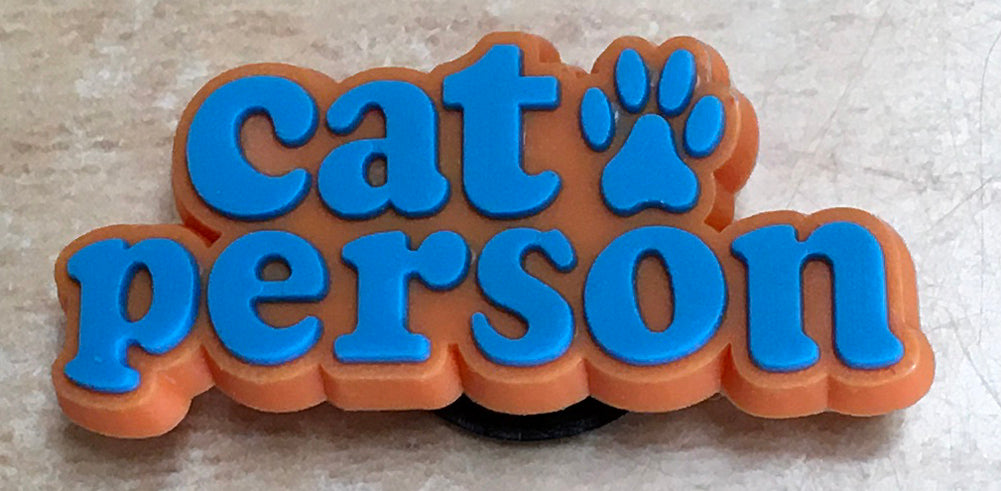 &quot;Cat Person&quot; with Paw Print Rubber Shoe Charms