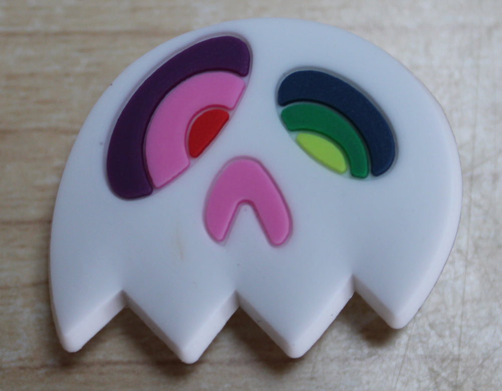 Ghost with Different Colored Eyes Rubber Shoe Charms