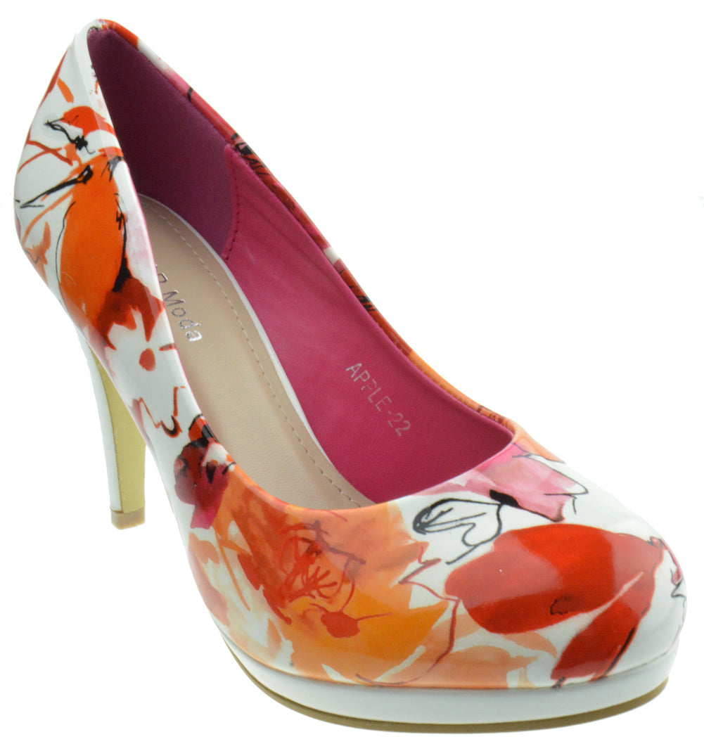 APPLE 22 Womens High Heel Floral Patent Pumps