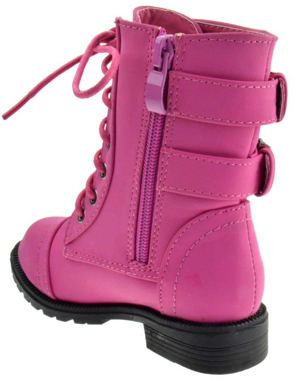 Cozy 91-1 Little Girls lace up Buckle  Combat Boot
