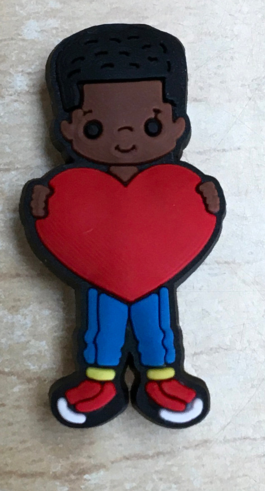 Boy With Heart Rubber Shoe Charms