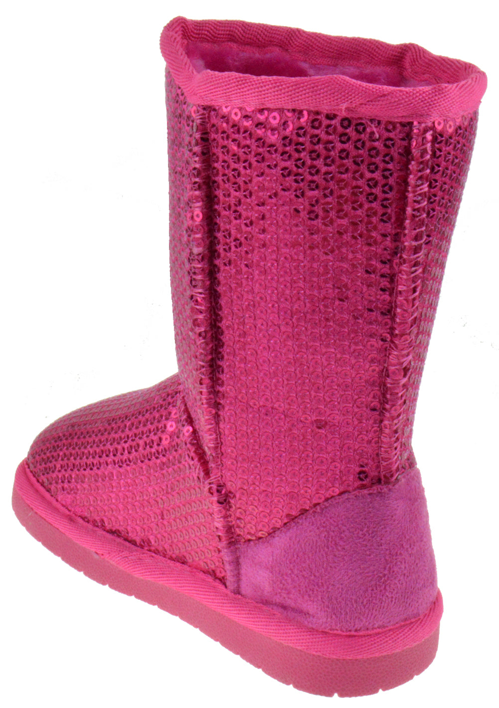 Aling 7K Little Girls Sequin Slip On Shearling Boots