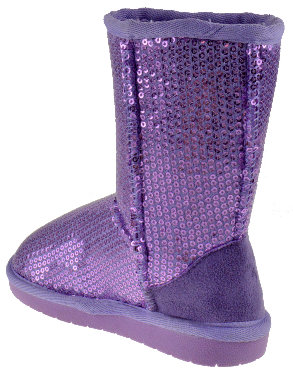 Aling 7K Little Girls Sequin Slip On Shearling Boots