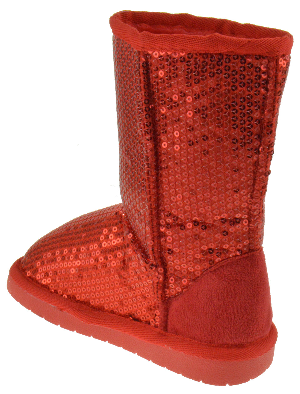 Aling 7K Little Girls Sequin Slip On Shearling Boots