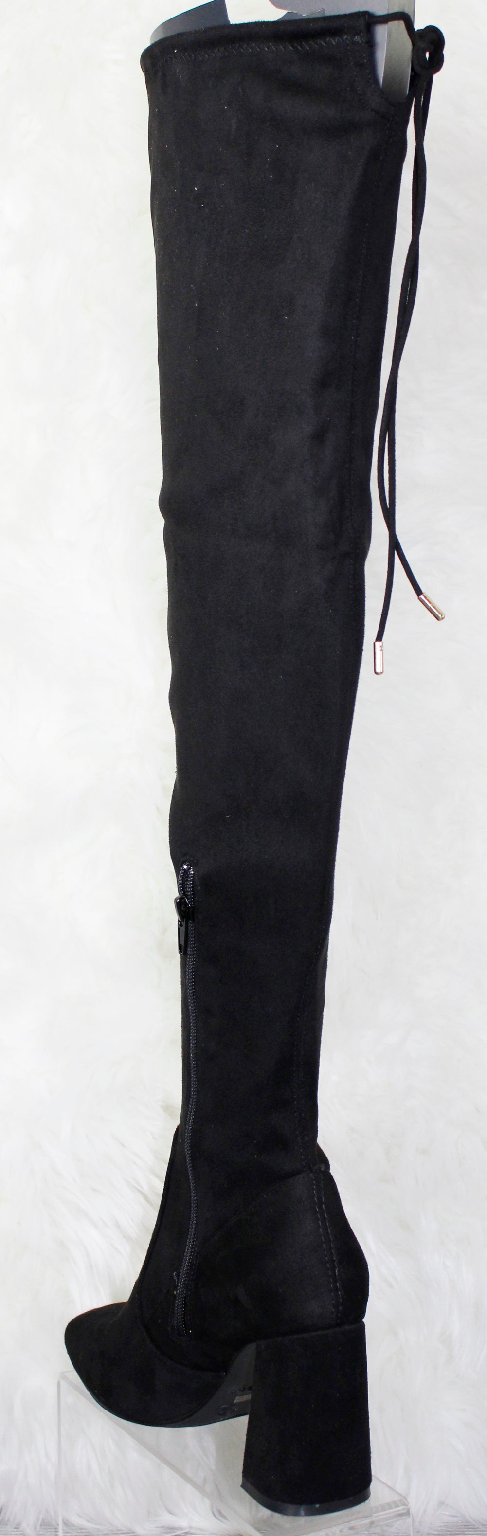 Article 03 Women&#39;s Drawstring Thigh High Suede Heeled Boots