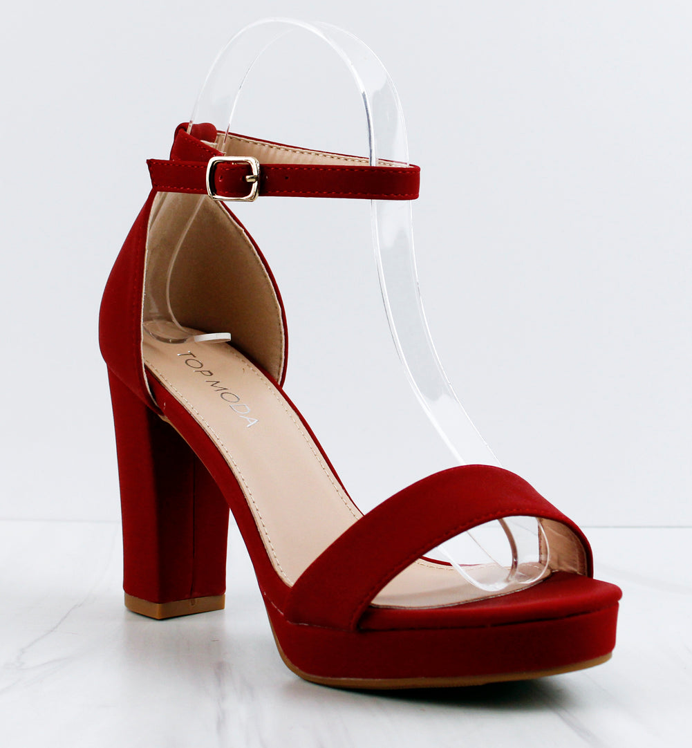 Felicia Red - Red pom-pom high heel sandals - The Cadence's