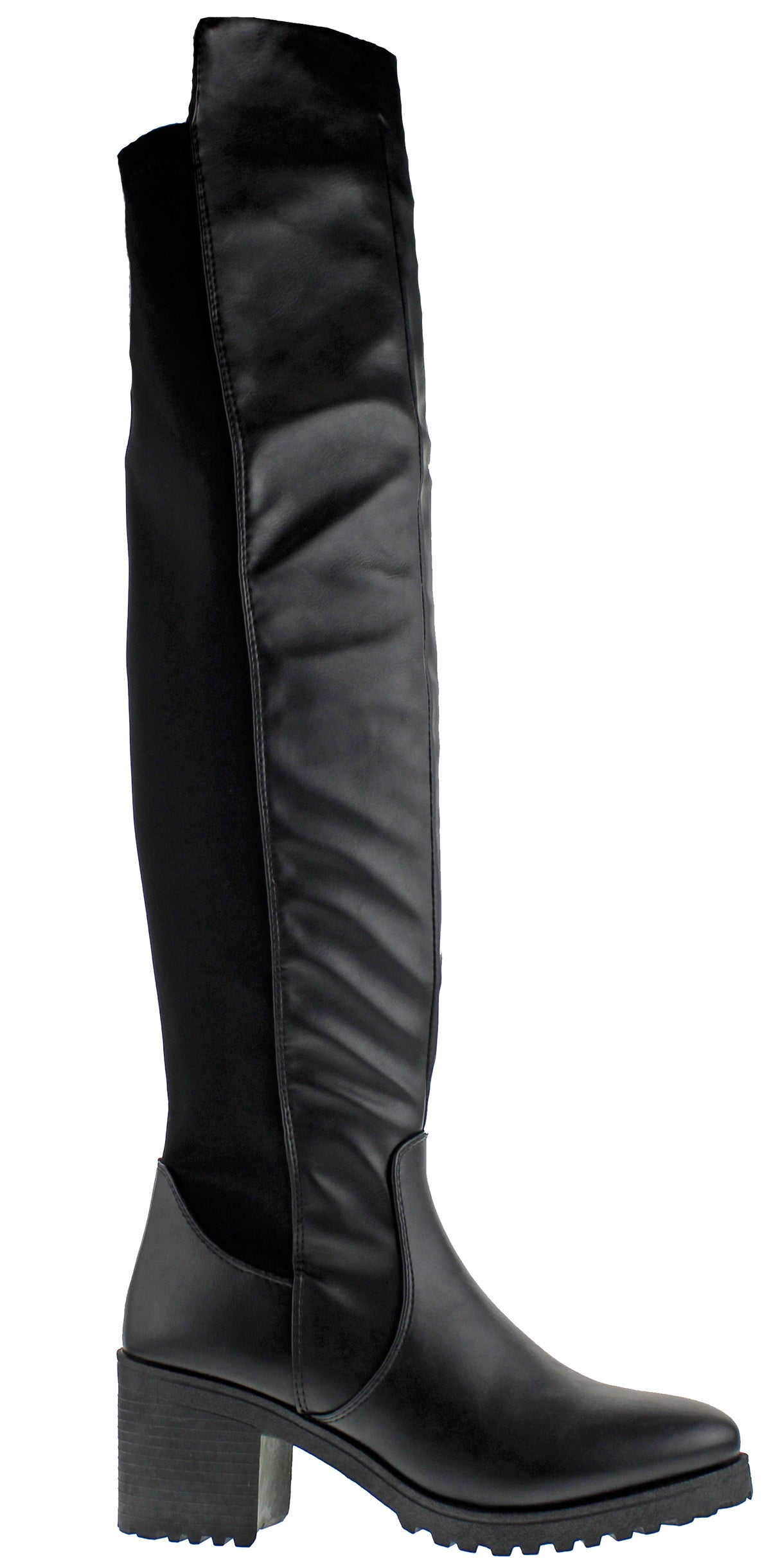 Aspen 2 Womens Over The Knee Almond Toe Low Chunky Heel Riding Boots