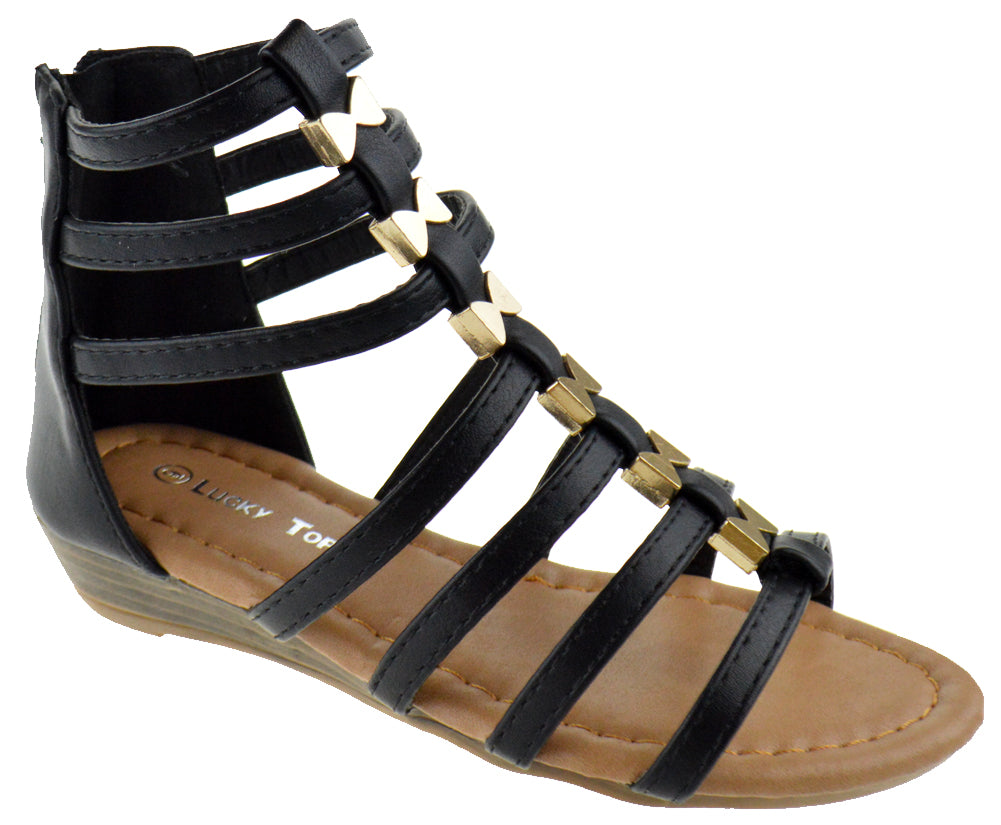 Avery-1K Girl&#39;s Gladiator Wedge Sandals