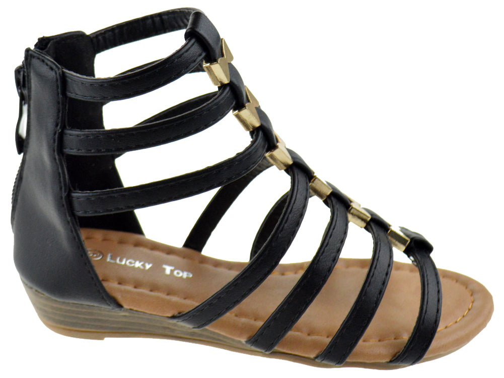 Avery-1K Girl&#39;s Gladiator Wedge Sandals