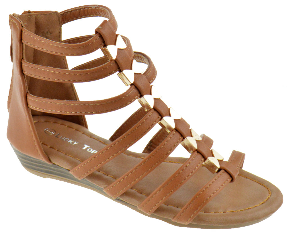 Avery-1K Girl&#39;s Gladiator Wedge Sandals